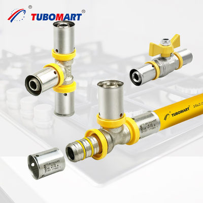 Pex Al Pex borular için özel olarak tasarlanmış bakır gaz boru pres armatürleri PN20