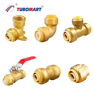 Sıcak Soğuk Su Pex İtme Fittings Kurşunsuz Hızlı Bağlantı Bakır Fittings PN10 PN16