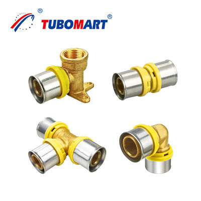Doğal Bakır Pex Pressi Crimp Fittings Yüksek Performanslı Alu Pex Press Fitting TH Tipi