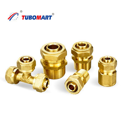 Pex Çeşitli Katmanlı Su Boruları için Bakır Pex Sıkıştırma Fittings ISO 9001/9002