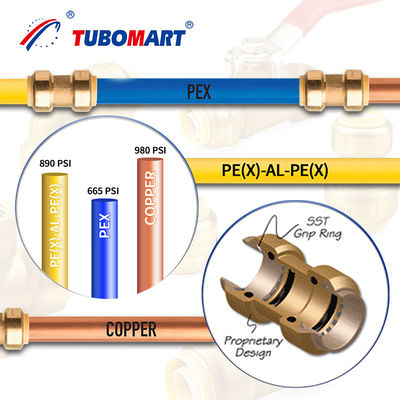 Hidronik Isıtma PN10 PN16 Pex İtme Fittings Nikel Kaplama İtme Bağlantı Fittings