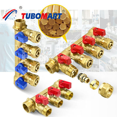 Çoklu çıkışlar 1/2 inç Brass Pex Manifold 150 Psi Yüksek Sıcaklığa Dirençli