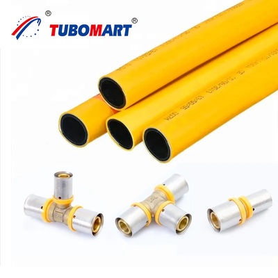 OEM Sarı PEX Fittings Bakır gaz boru tesisat sistemi 16-32MM Eşit Soket PEX Basın Fitting