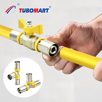 Avrupa Standart Bakır Sarı Renkli PEX Boru Fittings 1/2''-2''' Bakır PEX Al PEX Gaz Boruları için Basın Fittings
