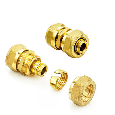 Kesinlik Bakır Dirsek Sıkıştırma Fittings Su boruları için Sarı Renk Pex Boru Fittings