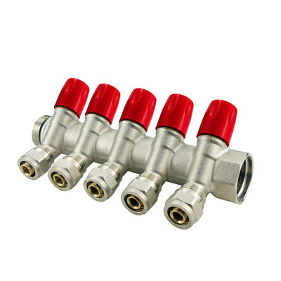 OEM 2-6ways Brass Pex Manifold Yer ısıtma parçaları için özel boyut / normal sıcaklık ortamı