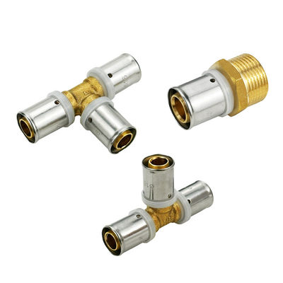 OEM 1/2 inç PEX Brass Fitting PEX Press Fitting 3/4 inç Equal Tee for Pex Underfloor Heating Pipe