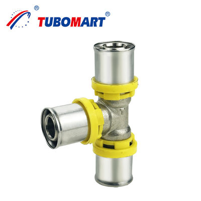 Pex Al Pex TH TYPE DN15 DN25 basınç için basınç armatürleri Doğal tunç Rengi özelleştirilebilir Gaz sistemi için kolay kurulum