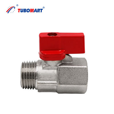 Tubomart Brass Color Nickel Plated Screw Connection Brass Mini Ball Valve Endüstriyel Uygulamalar için Gaz Su