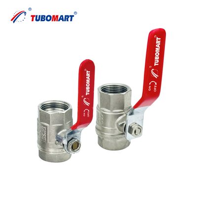 TUBOMART OEM, kelebek kolu ile tunç top valfi 1/2''-1'' su kaynağı için tunç top valfi