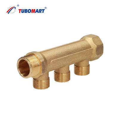Tubomart OEM Bakır Toplayıcı Renk 2-6 Yollar Su Manifold 36mm 50mm Yer altı hortumu Ev zemin ısıtması için bakır su manifold